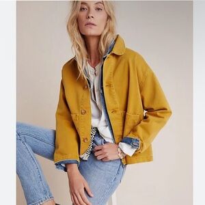 NWT Anthropologie Unpublished Billie Utility Shirt Jacket in Mustard Yellow